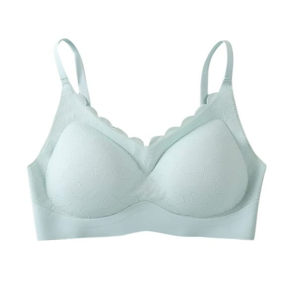 SMihono Plunge V Bras for Women No Underwire Wireless Full Coverage Bralette Seamless T Shirt Everyday Sleep Bra Blue L
