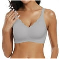 thumbnail image 1 of SMihono Plunge V Bras for Women No Underwire Wireless Full Coverage Bralette Seamless T Shirt Everyday Sleep Bra Gray L, 1 of 2