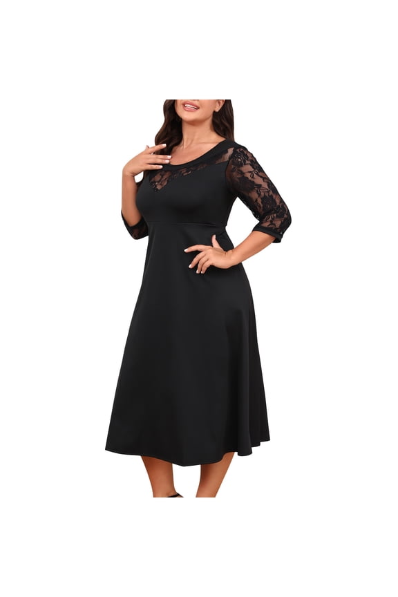 Plus Size Dresses for Wedding Guest Formal Cocktail Chiffon Wrap V Neck Dress Ruffle Short Sleeve Layered Midi Dresses Black XXL