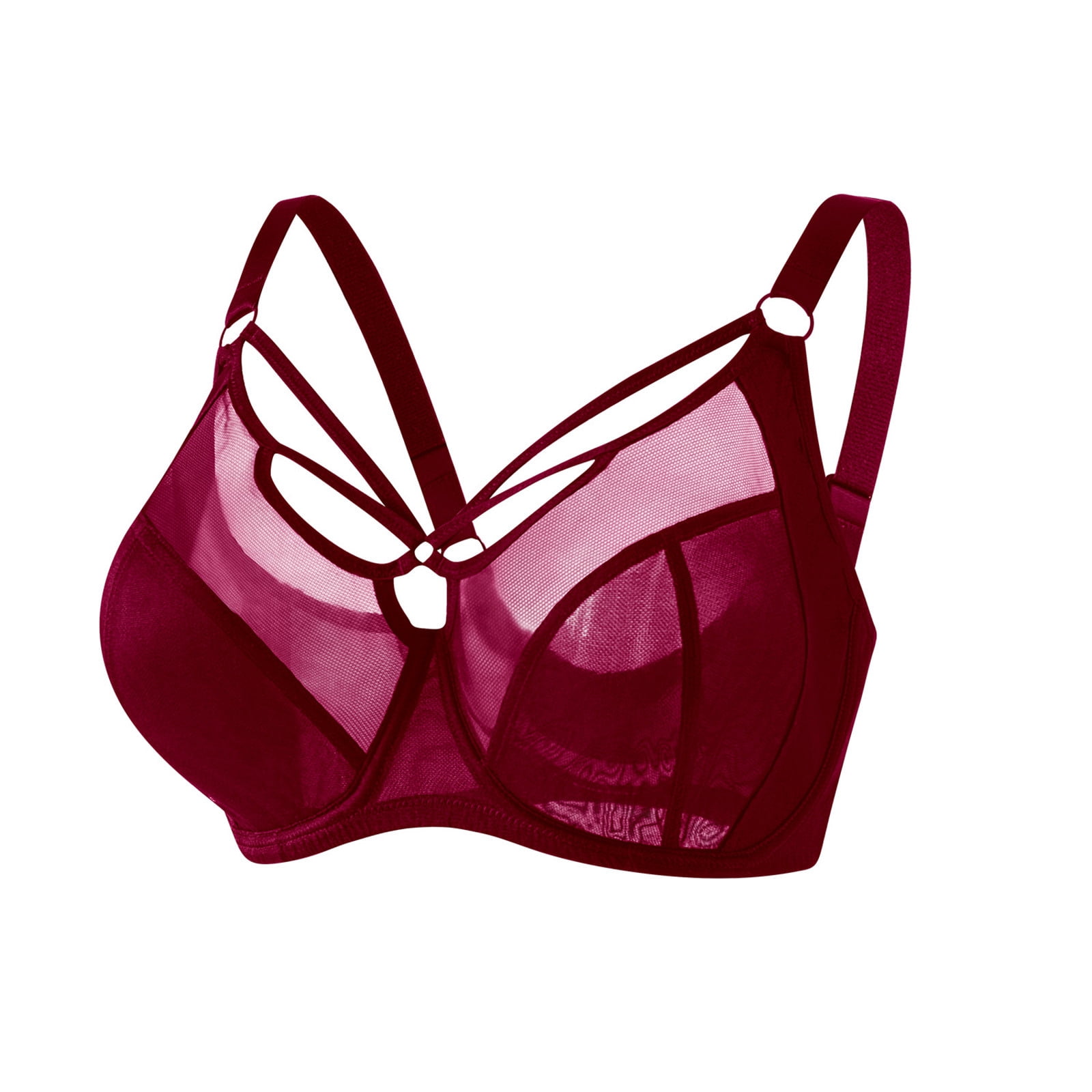 SMihono Plus Size Lace Underwire Sexy Strappy Bra F Cup Large Size See Through Unlined Full Coverage Daily Bras Wine XL(90F) - Walmart.com SMihono Plus Size Lace Underwire Sexy Strappy Bra F Cup Large Size See Through Unlined Full Coverage Daily Bras Wine XL(90F) - Walmart.com