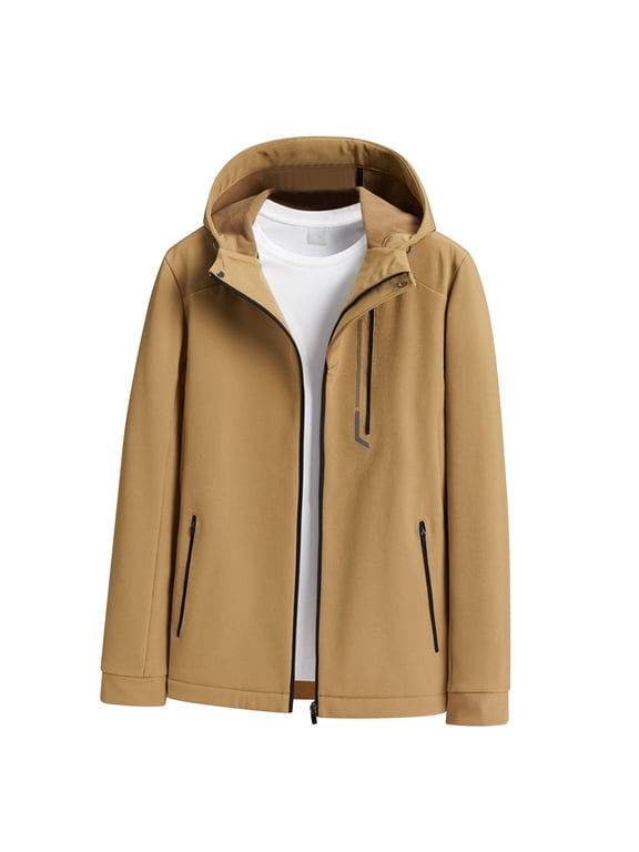 Plus Size Men And Women Sprint Coat Thin Style Outdoor Ski Suit Hooded Windproof And Coat Hooded Coat/Jacket Long Sleeve Casual Outwear Coats for Ladies Gifts Khaki 16