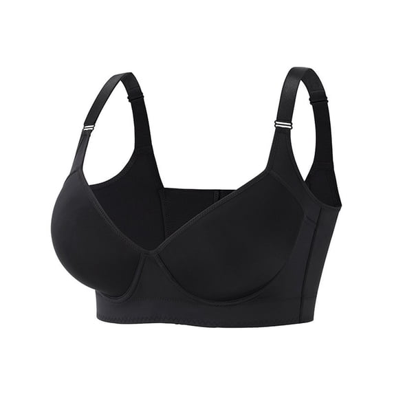 SMihono Plus Size Push-Up Back Smoothing Bra, Wirefree Bras with Support and Lift, Bras That Cover Side and Back Fat Black 48