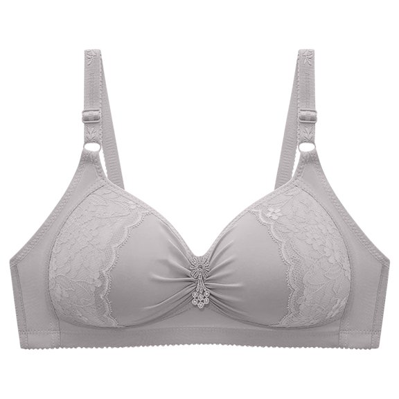 SMihono Push Up Bras for Women Full Coverage Supportive Bra Adjustable Breathable Everyday Bra Comfort No Underwire Bra Gray XL