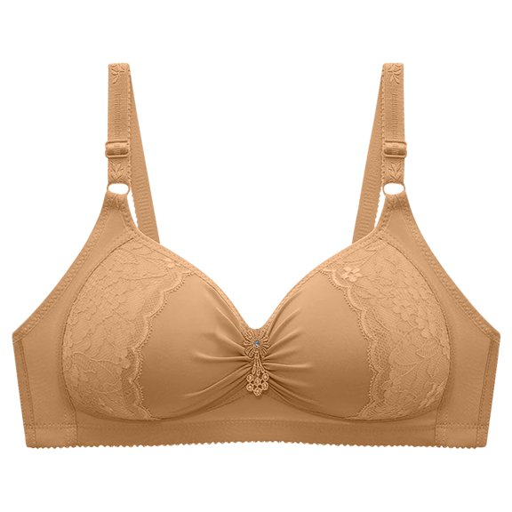 SMihono Push Up Bras for Women Full Coverage Supportive Bra Adjustable Breathable Everyday Bra Comfort No Underwire Bra Khaki XXL