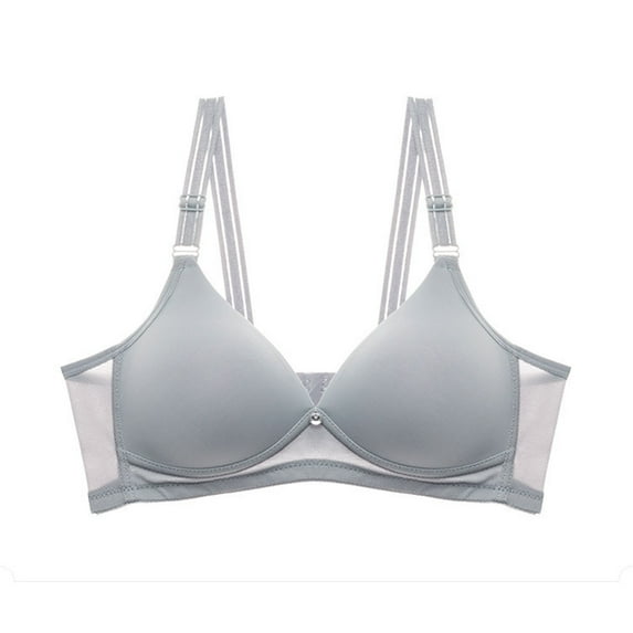 SMihono Push Up Bras for Women Older Front Zip Wireless Bra MagicLift Large Breasts Full Coverage Back Oversized High Support Bras Gray 38