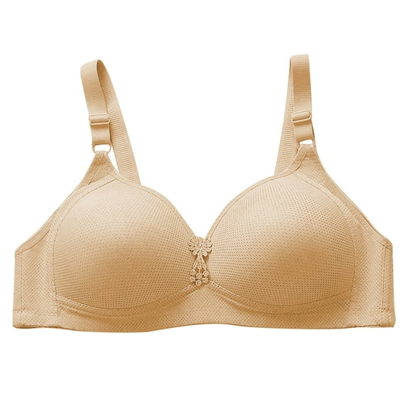 SMihono Push Up Bras for Women Plus Size Comfort Breathable Bra Wirefree Bra Full Coverage Everyday Bras with Support Lift Beige 46/105