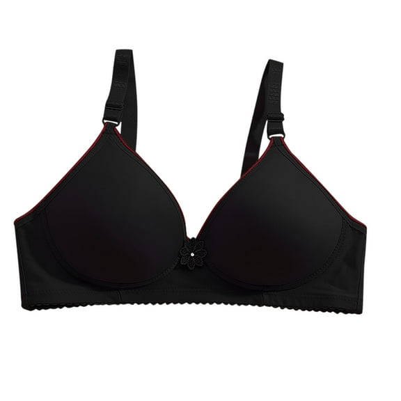 SMihono Push Up Bras for Women Plus Size Comfort Breathable Bra Wirefree Bra Full Coverage Everyday Bras with Support Lift Black 6