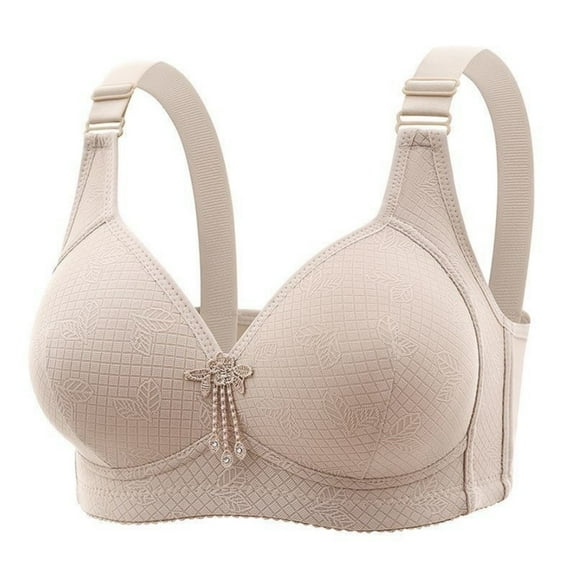 SMihono Push Up Bras for Women Plus Size Comfort Breathable Bra Wirefree Bra Full Coverage Everyday Bras with Support Lift Gray 42