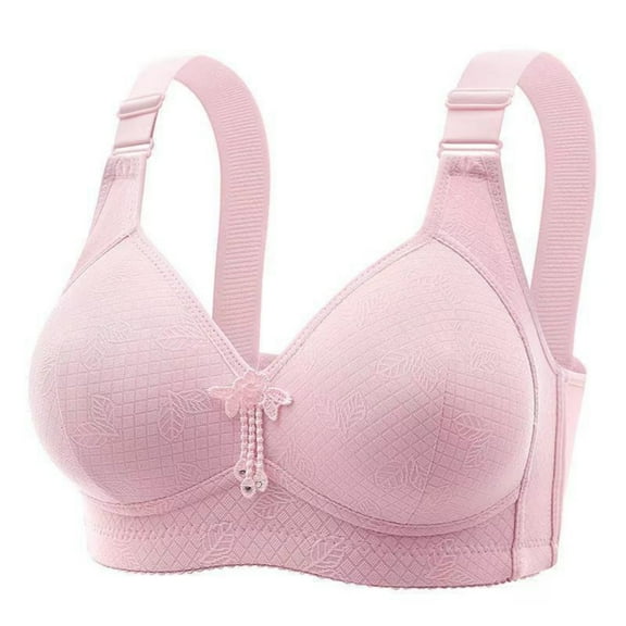 SMihono Push Up Bras for Women Plus Size Comfort Breathable Bra Wirefree Bra Full Coverage Everyday Bras with Support Lift Pink 44