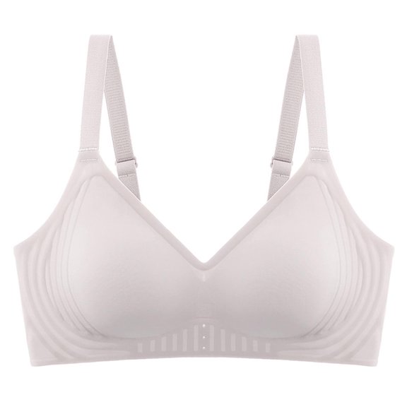 SMihono Push Up Everyday Bras for Women Soft Wireless Bralettes V Neck Seamless Smooth Bras Wire Free Sleeping Bra Gray L