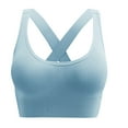 thumbnail image 1 of SMihono Racerback Sports Bra for Women Wireless Full Coverage U Neck High Impact Support Bralette Running Workout Fitness (Light Blue S ), 1 of 8