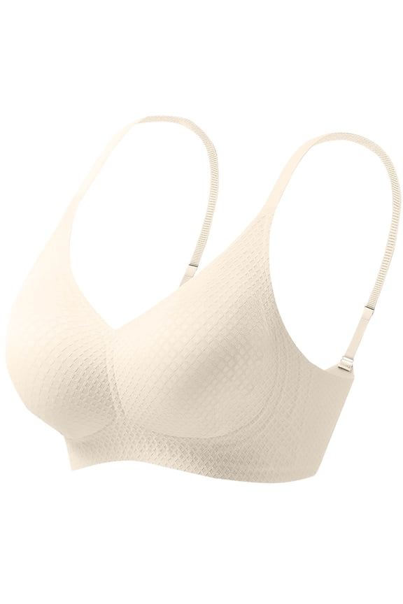 Sales Bras for Women Comfort Seamless Bra, Soft Support Gathering Daily Bra Adjustable Bralette Bra, Wireless Everyday Bras for Women Beige 10