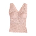 thumbnail image 1 of SMihono Sales Built In Bra Padded Tank Tops for Women Sexy Lace Flower Top with Chest Pad Long V-Neck Sleeveless Camisole Khaki Free Size, 1 of 3