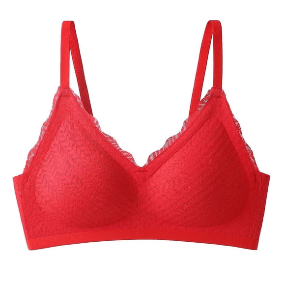 SMihono Sales Everyday Bras for Women Wireless No Underwire Sexy Lace Bras Cool Liftup Underwear Breathable Bralettes with Support Red M