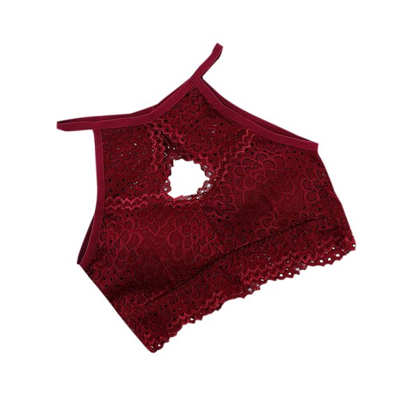 SMihono Sales Lace Bralette for Womens No Underwire Push Up Cami Bras Halter Neck Plus Size Teddy Babydoll Tank Top Bralette Red Free Size