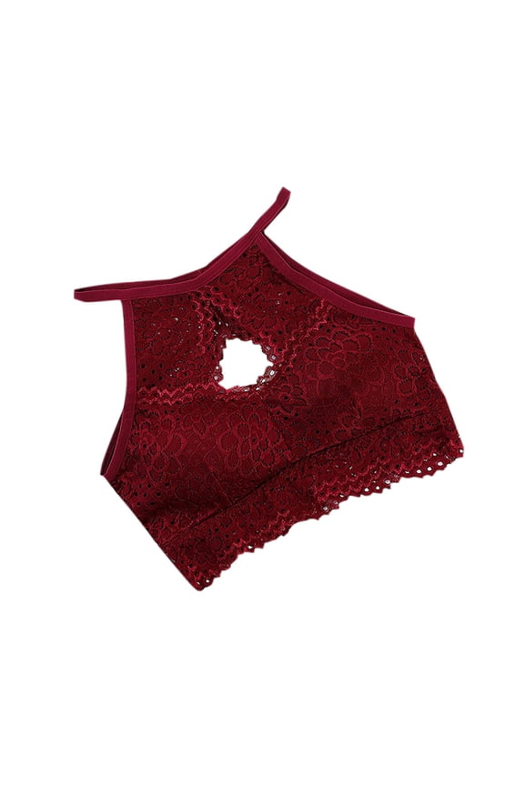 Sales Lace Bralette for Womens No Underwire Push Up Cami Bras Halter Neck Plus Size Teddy Babydoll Tank Top Bralette Red Free Size