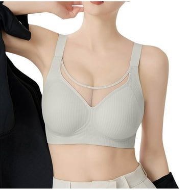 SMihono Sales Seamless Sports Bra for Women Mesh Full Coverage Padded Lift Support Push Up Soft Smoothing Wireless Bra for Women Gray 8