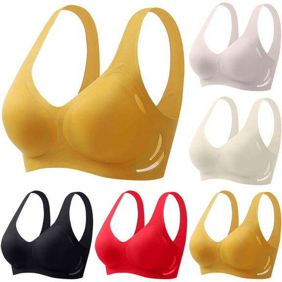 SMihono Sales Super Gather Bra Lifting Anti-Sagging Wireless Push Up Bra Seamless Bra Smoothing Bras Soft Support Gathering Daily Bra Black 6