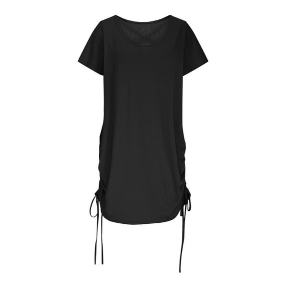 SMihono Trendy Bathing Suit Cover Ups for Women Bikini Swimsuit Coverup Casual Loose Beach Shirt Dress with Drawstring Black XXL