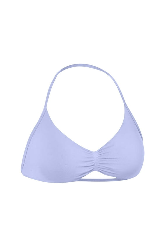 Trendy Bras for Older Women Padded Halter Open Back Light Bras Camisole Tops Cami Strappy Sexy Soft Everyday Bra Purple M