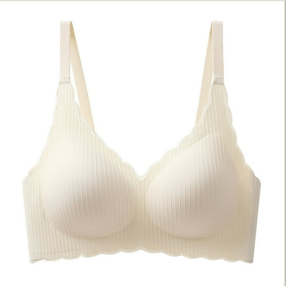 SMihono Stylish Deep V Petal Bras for Women No Underwire Soft Wireless Bras Comfort Seamless Bralettes with Extender Beige 8