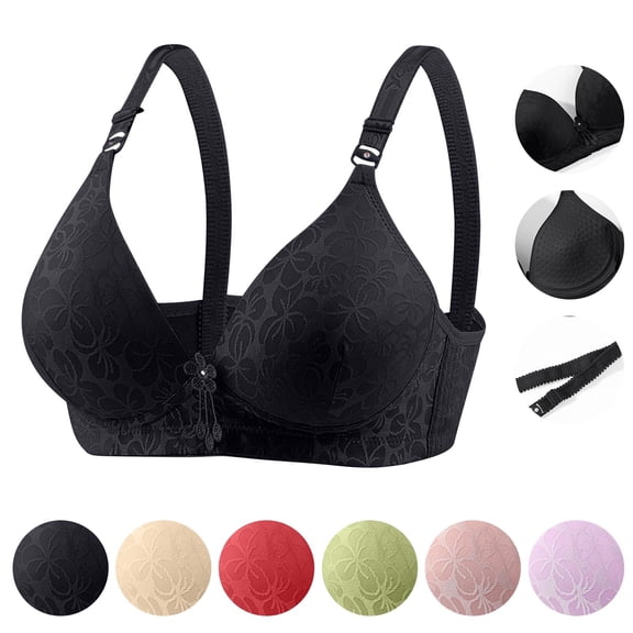 SMihono Trendy Lace Minimizer Bras Women Plus Size Push Up Bras Breathable Padded Everyday Bras Full Coverage Brassiere Underwear Black 80B