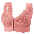 thumbnail image 1 of SMihono Stylish Lace Padded No Underwire Comfort Push Up Bra with Zip Front Plus Size Seamless Front Snap Wireless Bras Women 2025 Fashion Pink XXXL, 1 of 5