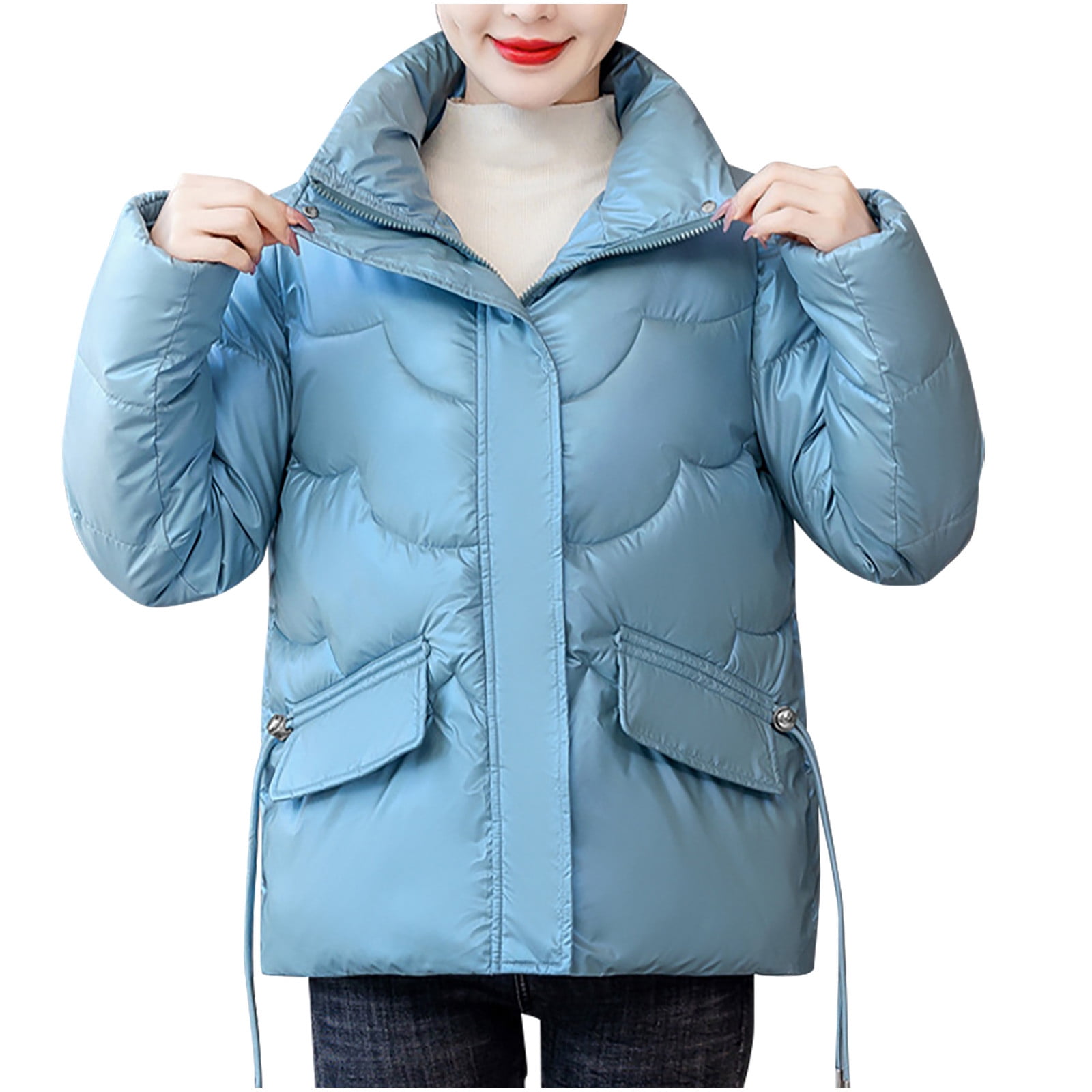 SMihono Savings Ladies Large Size Hoodless Casual Outwear Coats Thicken Fleece Cotton Women Warm Pocket Coat Long Jacket Winter Sleeve Down Parkas Green 16 Walmart