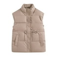 thumbnail image 1 of SMihono Savings Ladies Sleeveless Hoodless Casual Outwear Vest Coats Large Size Fashion Women Winter Warm Coat Wadded Jacket Khaki 14, 1 of 3