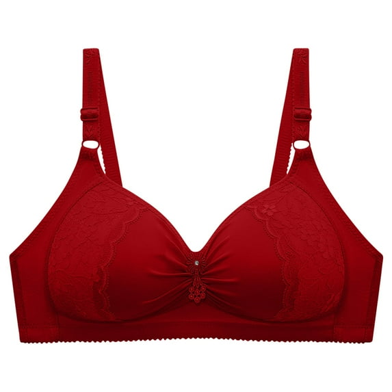 SMihono Stylish Push Up Bras for Women Full Coverage Supportive Bra Adjustable Breathable Everyday Bra Comfort No Underwire Bra Red XXL