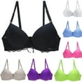 thumbnail image 1 of SMihono Trendy Women's Everyday Bra Classic Push Up Underwire Everyday Soft Lace Padded Solid Color Bras Cup Lace Pad Gathering Daily Bra Green 6, 1 of 4
