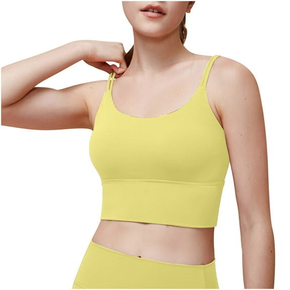 SMihono Trendy Women's Seamless Sports Bra Workout Crop Top Tank Tops for Women Racerback Sports Bra Crop Top Fitness Wireless Bra Yellow 4