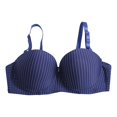thumbnail image 1 of SMihono Trendy Womens Bras Sexy Comfortable and Breathable Bra with Small Breasts Gathered and Secondary Breasts Steel Ring Striped Bra Dark Blue XS, 1 of 3