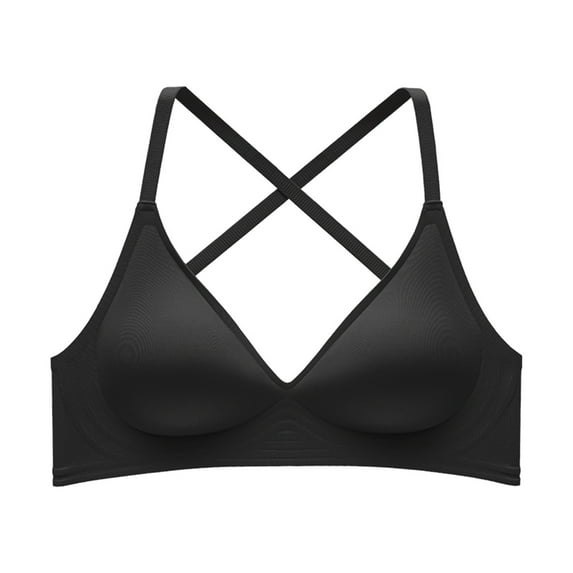 SMihono Stylish Womens Deep V Bras Wireless Comfortable Bra Supportive No Underwire Bras Tshirt Push Up Bralettes Plunge Seamless Bra Black XL