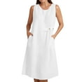 thumbnail image 1 of SMihono Trendy Womens Summer Dresses Lightweight Loose Crewneck Sleeveless Comfy Cotton Linen Dress Solid Flowy Midi Beach Dress White M, 1 of 8