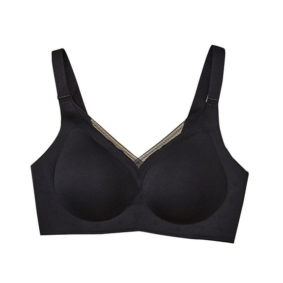 SMihono Seamless Bras for Women Sleep Casual Sports Yoga Bra Padded Wireless Thin Soft Comfy Everyday Bralette Underwear Black XL US(8)