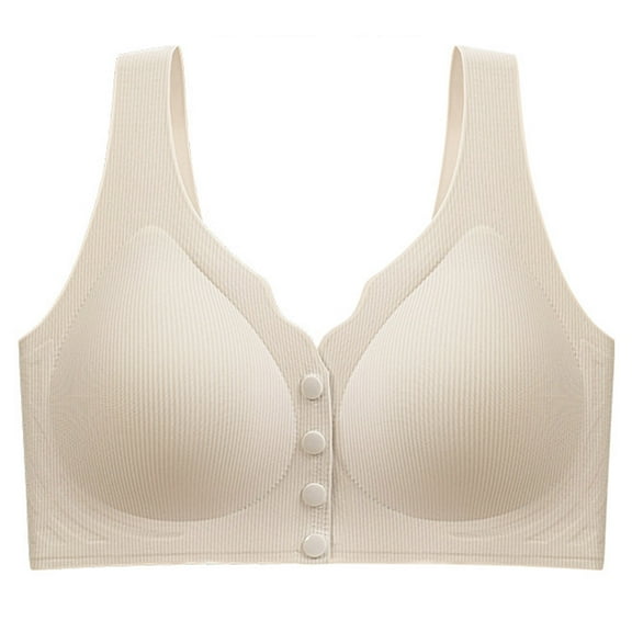 SMihono Seamless Front Close Wireless Bras for Women with Jelly Soft Support, Smoothing Padded Bralette Padded Underwear Gray L