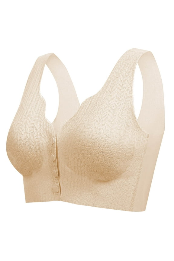 Seamless Front Closure Mastectomy Bra Comfy Bra Pocket Breast Prosthesis Breast Forms Bralette Daily Bra White XL