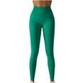 thumbnail image 1 of SMihono Seamless Knitted Solid Colour High-waisted Belly Lifting Yoga Trousers Sports Running Fitness Nine-minute Trousers Yoga Trousers Green 6, 1 of 9