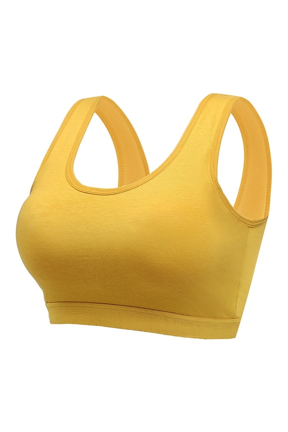 Seamless Womens U Back Sports Bra - Scoop Neck Low Impact Wireless Sports Bra Yoga Cami Padded Workout Bra Yellow 8