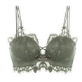thumbnail image 1 of SMihono Sexy Floral Lace Bralette for Women Seamless Push Up Soft Padded No Steel Ring Mesh French Crop Cami Backless Underwear Suit Green 32/70AB, 1 of 5