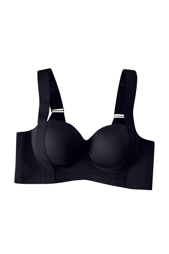 Shapedly Bra, Shapedly Back Smoothing Push-Up Bra,Sexy Plus Size Fashion Deep Cup Bra, No Wire Push Up Bra Black L