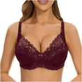 thumbnail image 1 of SMihono Soft Soft Lace Bras for Women, Full Coverage Underwire Minimizer Bras, Lifting Comfort Bras for Everyday Wear. Wine 85, 1 of 5