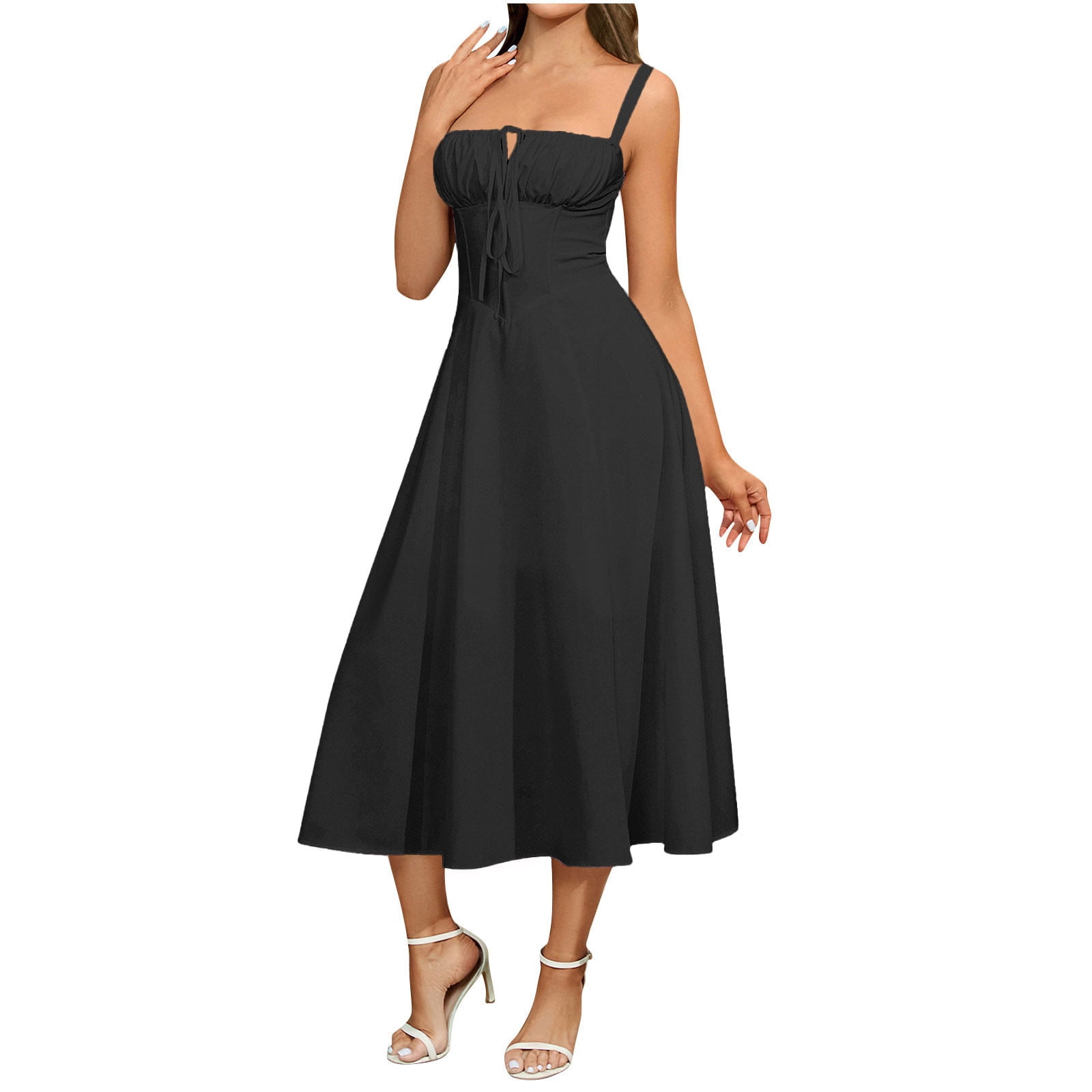 Women's One-Shoulder Ruched Maxi Dress – Black, Sleeveless, Side Slit, Slim Fit, For Cocktail Parties & Events - View #9
