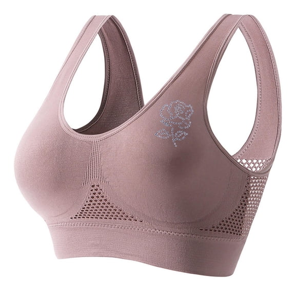 SMihono Sports Bras for Women Breathable Lift Up Air Bra Mesh Comfortable No Underwire Bra High Support Running Workout Bras Coffee XXL