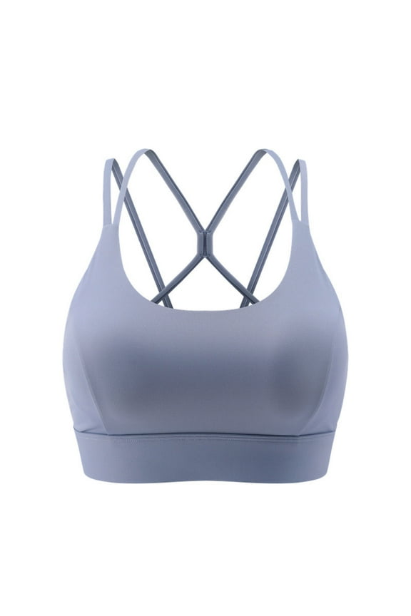 Sports Bras for Women High Support Criss Cross Strappy Bras Seamless High Impact Yoga Exercise Athletic Padded Bra Light Blue M