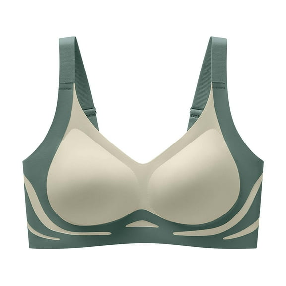 SMihono Sports Bras for Women High Support No Underwire Adjustable Straps Yoga Bra Wireless Seamless Smoothing Push up Bras Green M