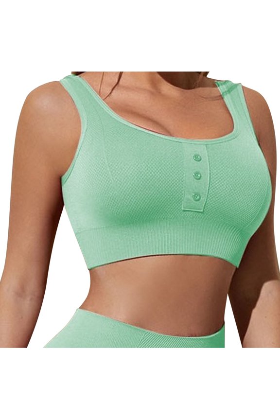 Sports Bras for Women Large Bust Seamless Wireless Full Coverage Bras Strappy Medium Support Push up Padded Sports Bra Green S