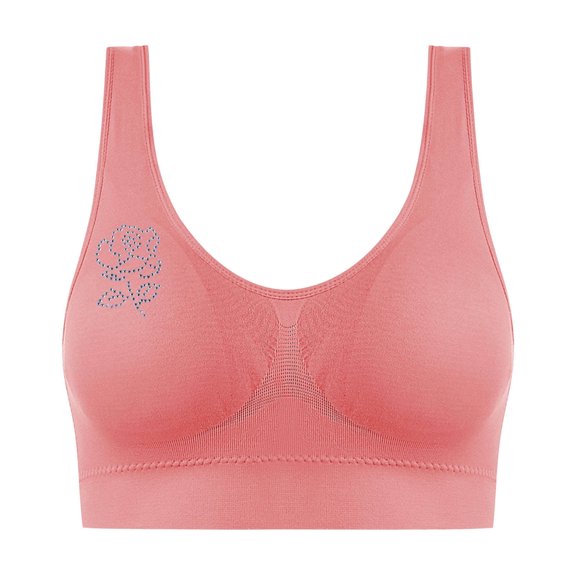SMihono Sports Bras for Women Padded High Support Rhinestone Supportive Workout Running Yoga Push Up Sports Bra Watermelon Red M