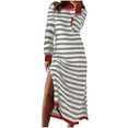 thumbnail image 1 of SMihono Spring Dresses for Women 2025 Striped Color Block Long Sleeve Crewneck Side Splits Casual Loose Long Maxi Dress Gray 4, 1 of 7